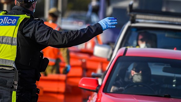 A checkpoint on the Princes Highway at Little River.
