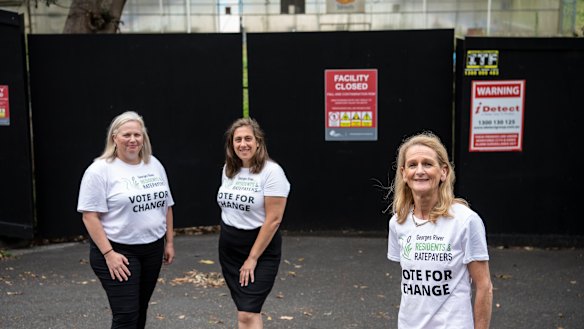 Georges River Residents and Ratepayers candidates Natalie Mort (front), with Elise Borg (left) and Christina Jamieson.