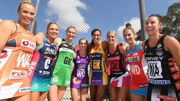 Calm before the storm: Super Netball's captains gathered for Monday's season launch.