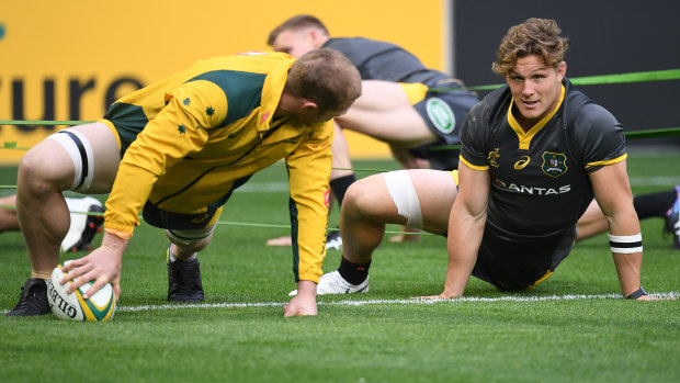 Back row buddies: Michael Hooper is expected to make his return from injury this week. 