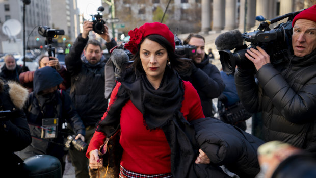 Sarah Ransome, an alleged victim of Jeffrey Epstein and Ghislaine Maxwell, arrives to the courthouse for the start of Maxwell’s trial.