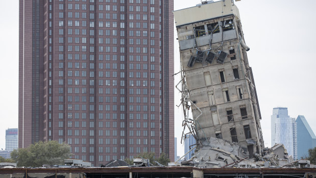 The former Affiliated Computer Services tower core shaft remains standing.