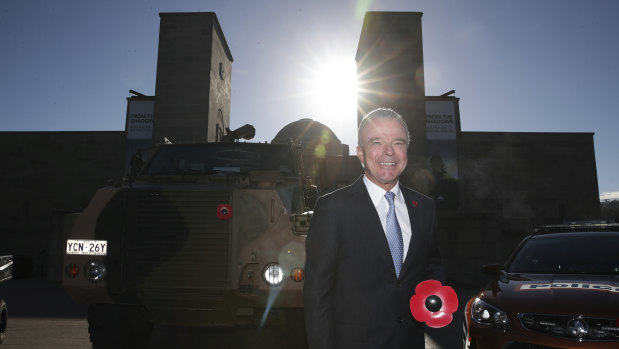 Australian War Memorial Director Dr Brendan Nelson at the launch of the "pop a poppy on your car" campaign.