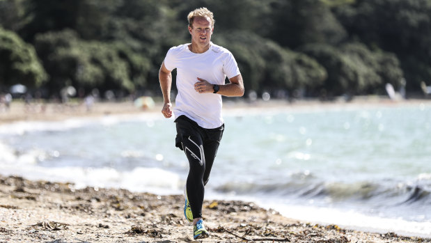Jamie Hunt, co-founder of 2XU, running in New Zealand.
