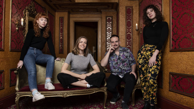 Actor Maddy McWilliam, director Imogen McCluskey, actor, Alex King and writer-producer Béatrice Barbeau-Scurla at the State Theatre.