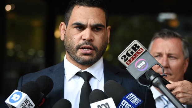 NRL star Greg Inglis outside the Downing Centre Local Court on January 14. 