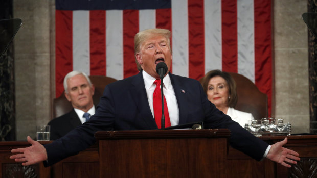 US President Donald Trump delivers his State of the Union address to a joint session of Congress at the US Capitol. 