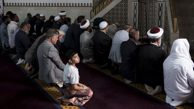 The Lakemba Mosque during Prime Minister Scott Morrison's visit on Saturday.
