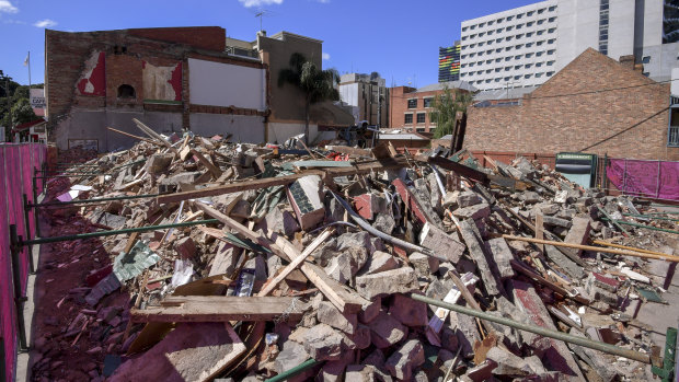 The pub in Carlton the day after it was demolished.