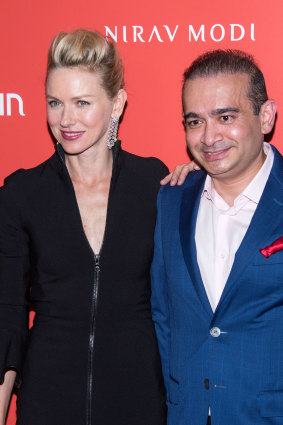 Nirav Modi with actor Naomi Watts at the opening of his New York boutique in 2015.