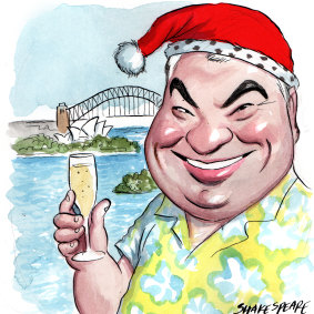 Christmas joy for John Symonds at Point Piper. Illustration: John Shakespeare