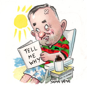 Labor leader Anthony Albanese has some reading to do this summer. Illustration: John Shakespeare