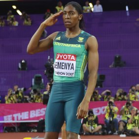 Salute: Semenya after winning the 800m at last year's world championships in London.
