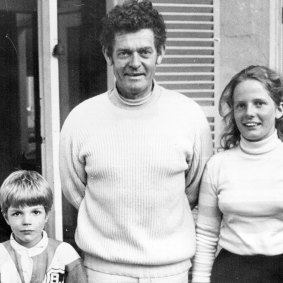 Aftermath ... Mr Hughes with son, Tom and daughter, Lucinda (a future Lord Mayor of Sydney) after the incident.