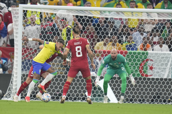 A dime-piece pass for Neymar set up Brazil’s best chance of the match so far.