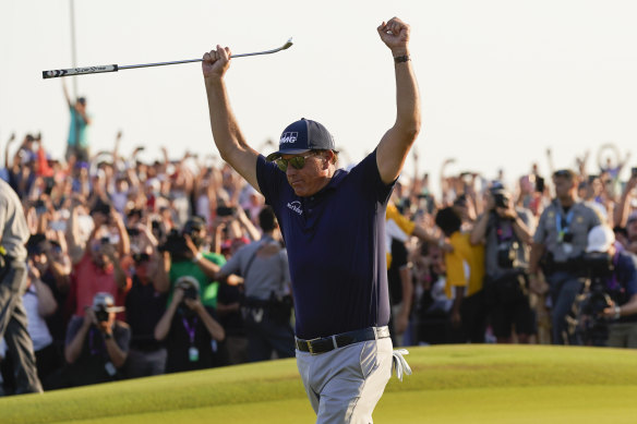 Phil Mickelson at Kiawah Island in 2021 where he became the oldest player to win a major.