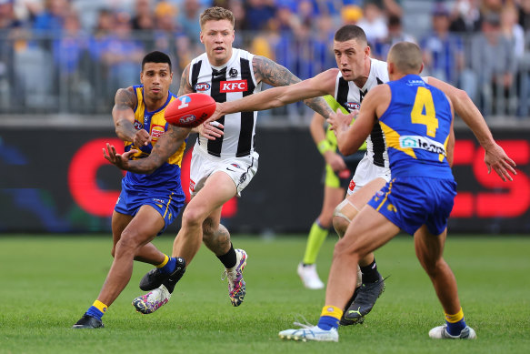 The Eagles would be thankful they landed recruit Tim Kelly from geelong a couple of years ago because their midfield would be lost without him this year.