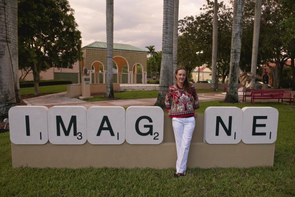 Emma Anna with the IMAG_NE she made for City of Boca Raton in 2016.