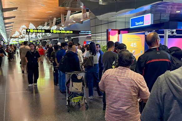 Scenes from Doha’s Hamad International Airport after an airspace closure.