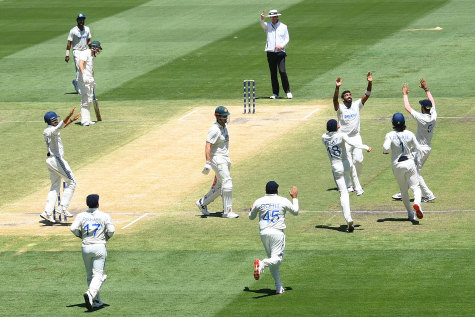 Marsh falls to Jasprit Bumrah.