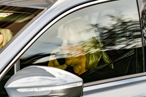 Ingrid Stitt arrives at Treasury Place before a Cabinet meeting today.