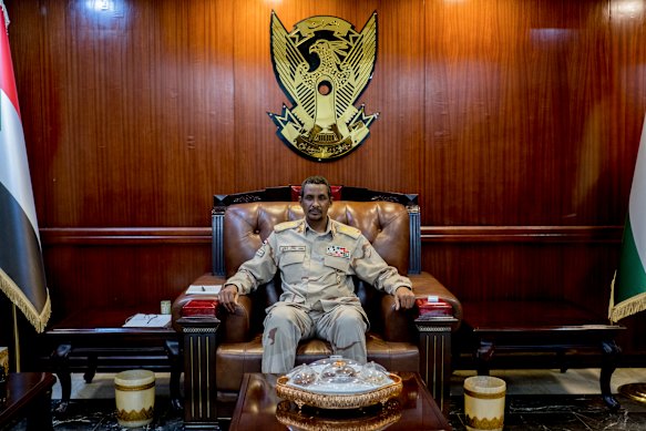 General Mohammed Hamdan Dagalo, leader of the Rapid Support Forces paramilitaries, at Sudan’s military headquarters in Khartoum. 