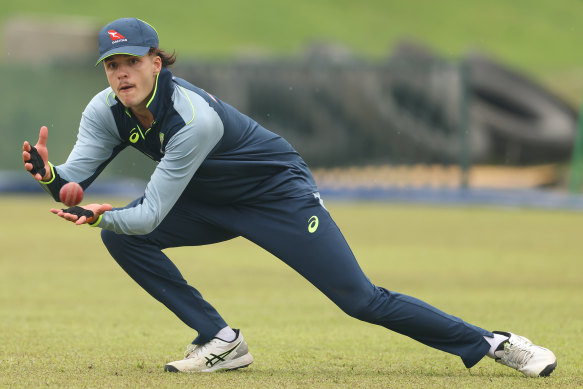 Sam Konstas trains in Sri Lanka. 