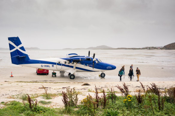 Beach landing … the Isle of Barra, Scotland.