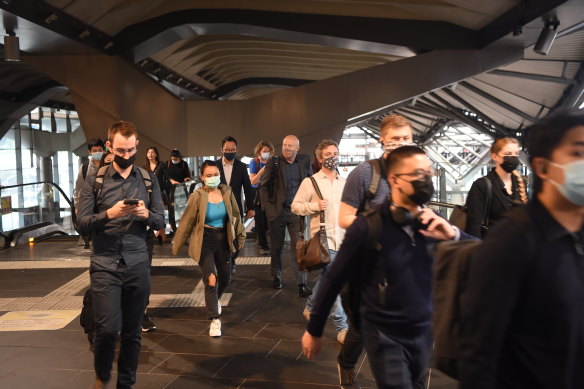 Commuters at Southern Cross Station last month.
