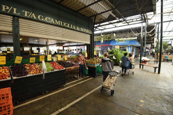 Fruit and vegetable shops at the Preston Market.