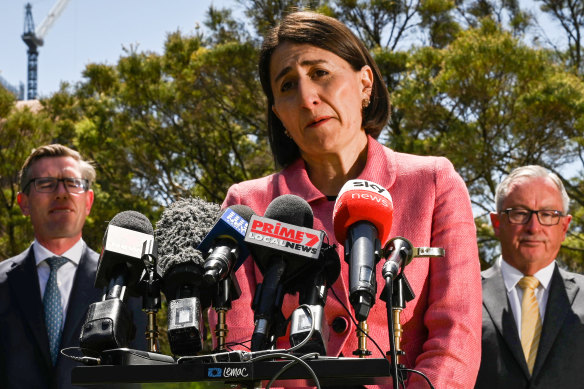 NSW Premier Gladys Berejiklian fronts the media on Tuesday.