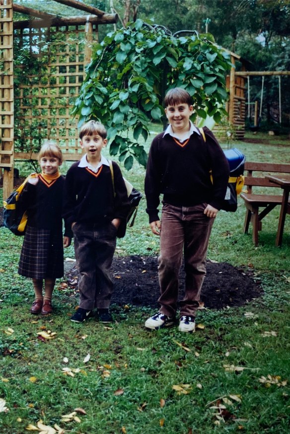 Jo Barrett at age 5, with her brothers Aidan and Michael. 