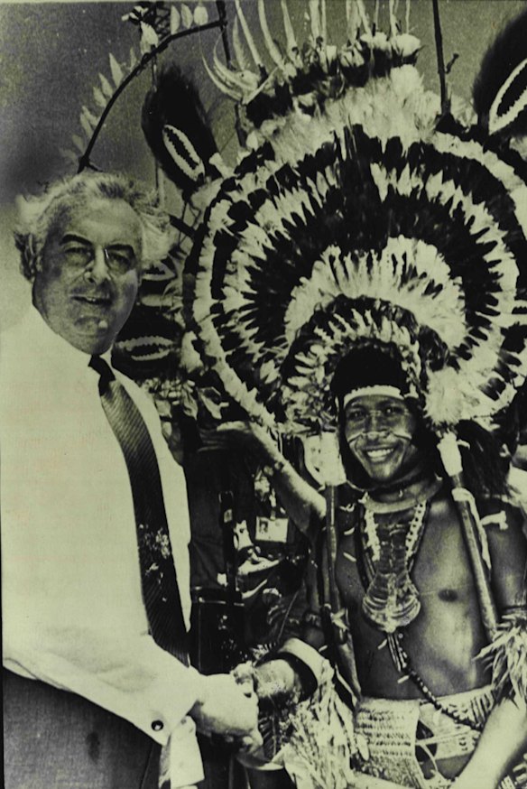 Gough Whitlam celebrates Papua New Guinea independence on September 15, 1975.