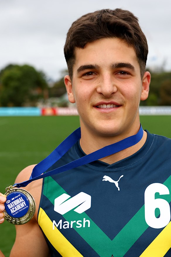 Josh Lindsay won the best on ground medal playing for the Australia under-18a against Coburg VFL in April.