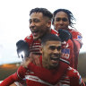 Middlesbrough's Ashley Fletcher celebrates scoring his side's first goal   against Tottenham.