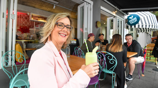 Donna Bennett enjoying a non-alcoholic avo-colada.