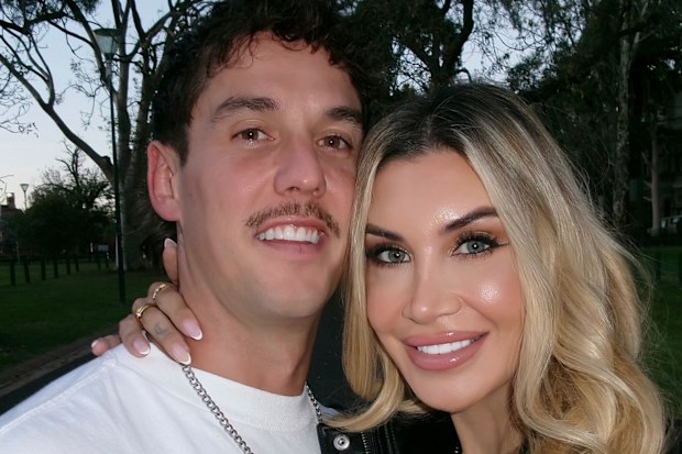 MAFS star Gia Fleur smiles with boyfriend Alan Wallace in a park selfie