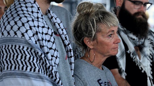 Australian activists, including Juliet Lamont (pictured in Sydney on Monday), have alleged they experienced abuse and mistreatment while in Israeli custody last week.