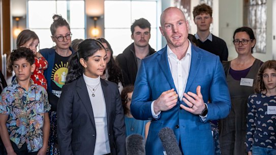 Anjali Sharma with Senator David Pocock.