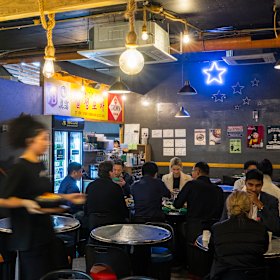 Inside Seven Star Pocha, open until late in Koreatown.
