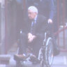 Rodney Lee, 73, who pleaded guilty at the Supreme Court of Victoria to the murders of Saumotu Gasio, 62, and Tibor Laszlo, 72, is wheeled into court.