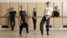 In rehearsal for ‘Paragon’, from left: David McAllister (former dancer and artistic director, 1983-2001); Amber Scott (current principal artist); Sarah Peace (dancer, 1998-2002); Adam Elmes (current corps de ballet); and Fiona Tonkin (current artistic associate and principal coach).