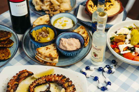 A selection of Greek dishes at Little Kalymnos Taverna in Earlwood.