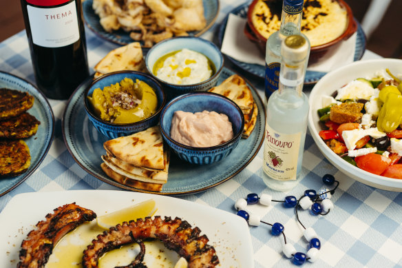 A selection of Greek dishes at Little Kalymnos Taverna in Earlwood.