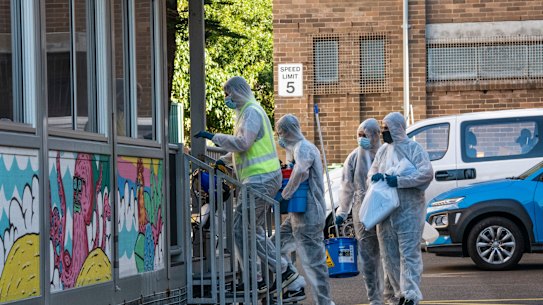 Cleaners at Bondi Beach Public School. 