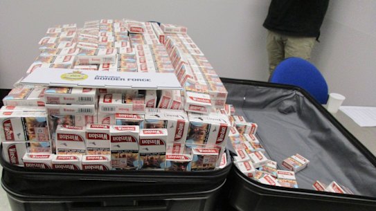 A suitcase full of cigarette packets seized as part of Operation Silverchalice.