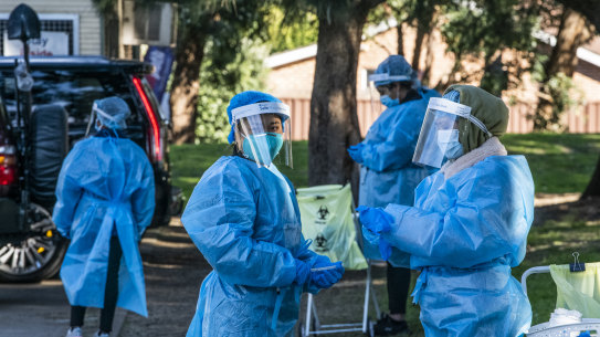 A drive through testing clinic in the Rockdale LGA.
