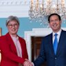 Foreign Minister Penny Wong and US Secretary of State Marco Rubio before a meeting at the State Department in Washington.