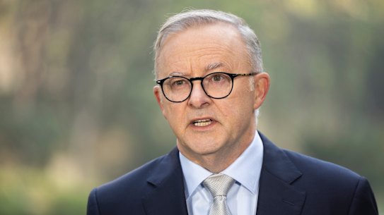Prime Minister Anthony Albanese during a press conference in New Delhi, India, on Friday 10 March 2023. 