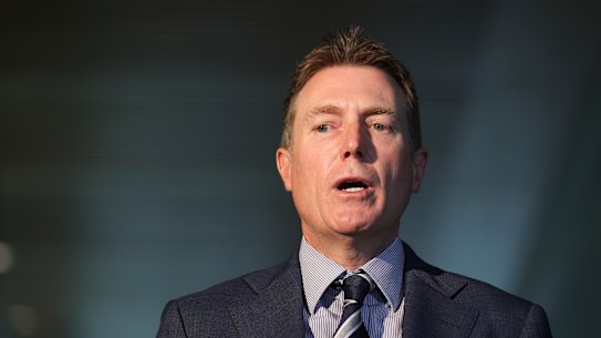 Attorney-General and Minister for Industrial Relations Christian Porter during a press conference on industrial relations, at Parliament House in Canberra on  Thursday 10 December 2020. fedpol Photo: Alex Ellinghausen